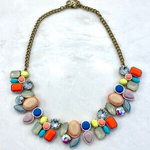 J. Crew Multicolor Statement Bib Necklace with Gold Chain